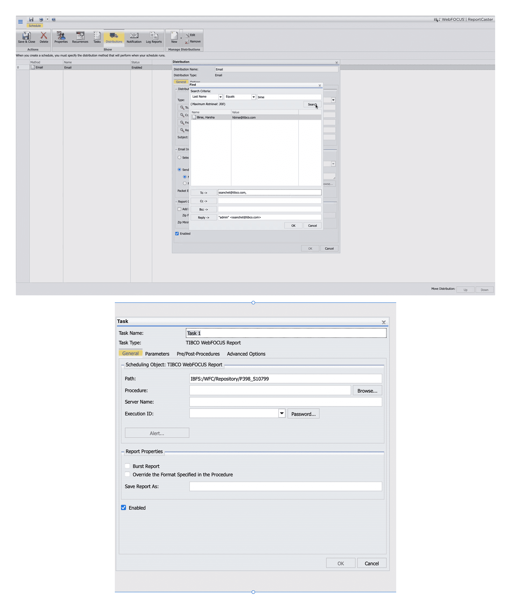 Legacy ReportCaster interface