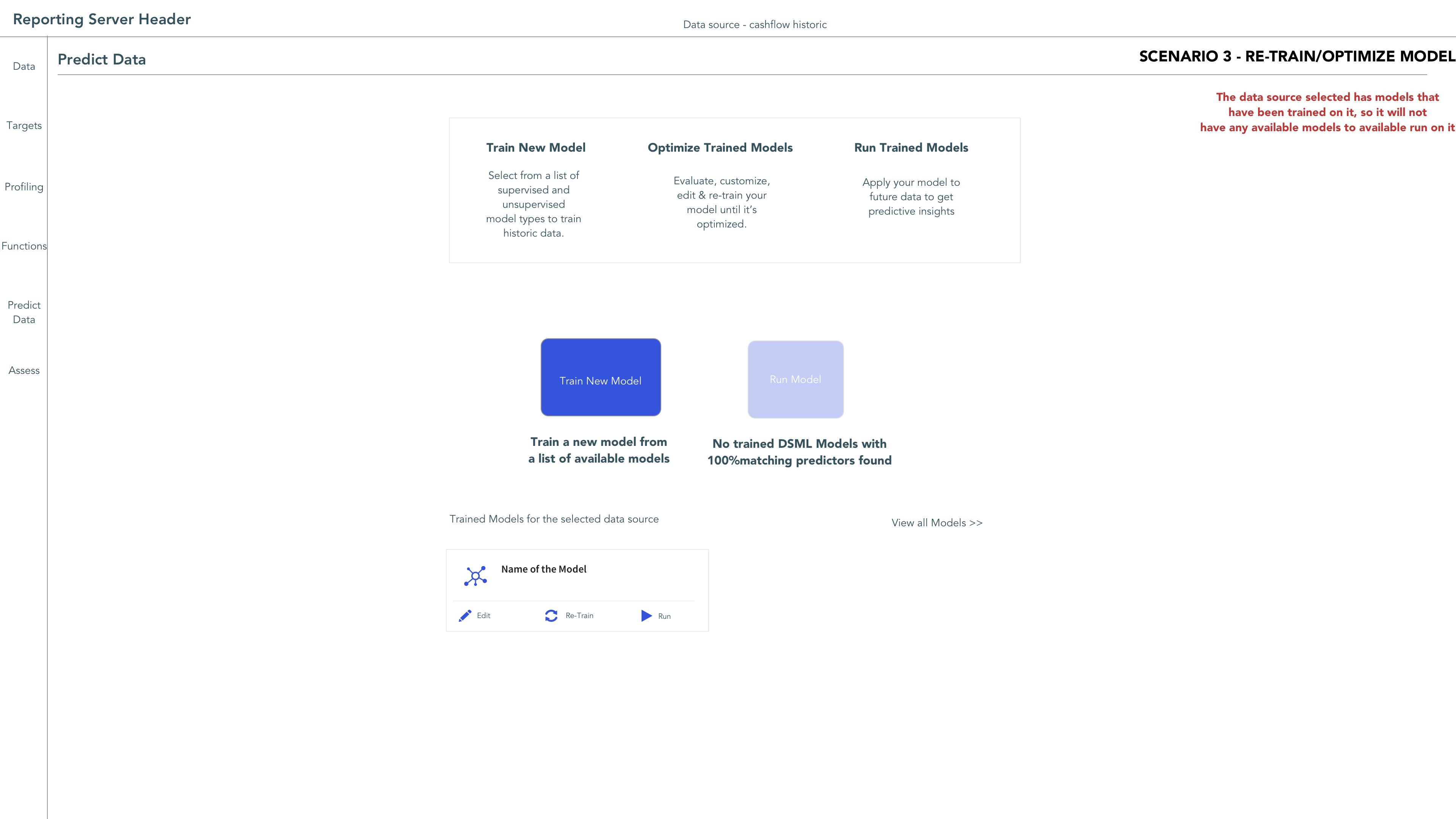 Early ML workflow wireframe